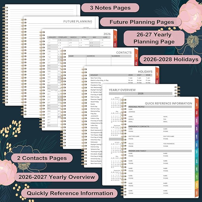 2026 Appointment Book - January 2026 - December 2026, Weekly Appointment Book 2026, 9"x11", 2026 Hourly Planner with 30-Minute Interval, Colorful Monthly Tabs, Back Pocket