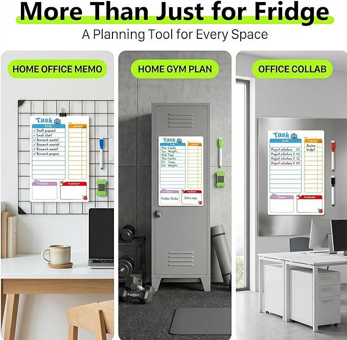 Magnetic Dry Erase Board Calendar for Fridge, Clear Monthly and Weekly Meal Planner Whiteboard Refrigerator, Menu Board for Kitchen