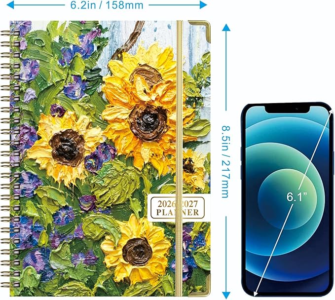 DoReFaSol2026-2027Academic Planner, Weekly and Monthly Planning Book，Calendar Planner July 2026 - June 2027, Hardcover Teacher Student Planning Agenda book with Tabs, A5 (6.3" x 8.4"), School Organizer for Student Teacher(Sunflower)