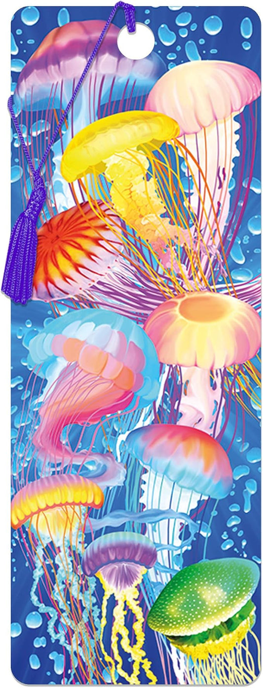 3D LiveLife Bookmark - Jelly Jiggle from Deluxebase. Cute Lenticular Jellyfish Page Marker. Animal Themed Accessories for Book Lovers. Small Gifts for Men, Women, Writers and Teachers.