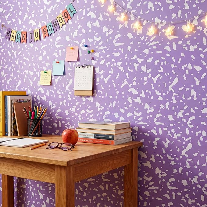 Ctosree 2 Roll Composition Notebook Bulletin Board Paper 4x12ft/1.2x3.6m Non Woven Bulletin Background Wallpaper Fade Resistant Board Roll Decoration for Arts Crafts Office School Classroom(Purple)