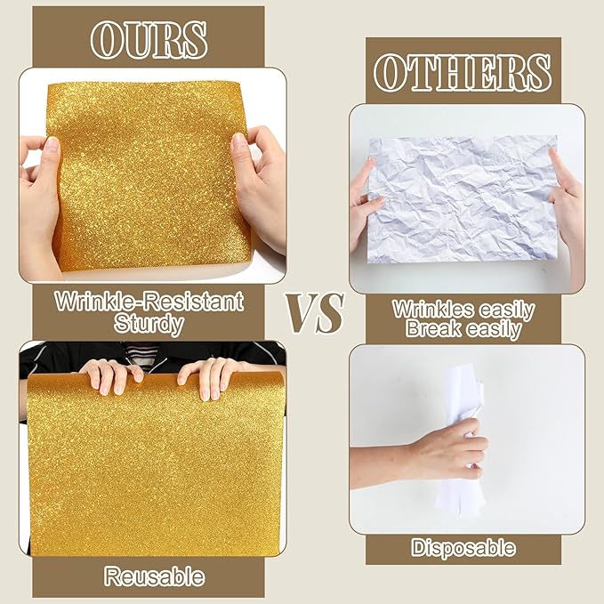 Glitter Bulletin Board Roll Gold Bulletin Board Paper Sparkle Gold Wrapping DIY Art Crafts Fade Resistant Wrinkle Resistant Poster for Classroom Office Home Backdrop Decoration 15.7" x 40 Ft