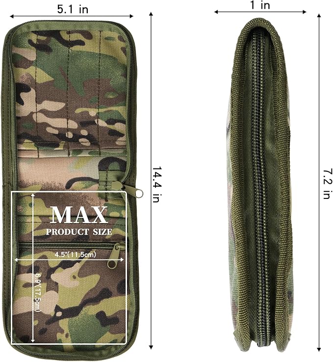 Small 4" x 6" Army Notebook Cover with Zippered Organizer, Tactical All-Weather Notebook Cover and Hiking Journal Case for A6 Folder, Green Camo Notebook Cover, OCP Military Log Book Cover - Multi