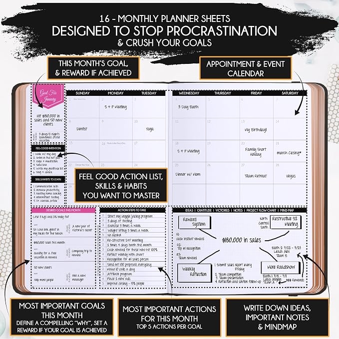 2026-2027 Weekly and Monthly Planner - 16 Month Life Planner with Productivity Time Management Daily Reflection and Gratitude Journal Includes Vision Board, Stickers & Gift Box - Sep 2026-Dec 2027