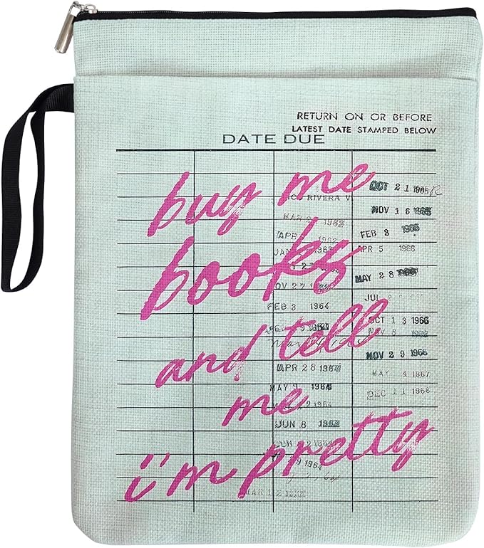 Buy Me Books and Tell Me I'm Pretty Book Sleeve for Women Book Lovers, Vintage Book Covers Protector for Paperbacks with Handle & Zipper for Bookish, Book Club Reading Accessorie Gifts for Chritsmas