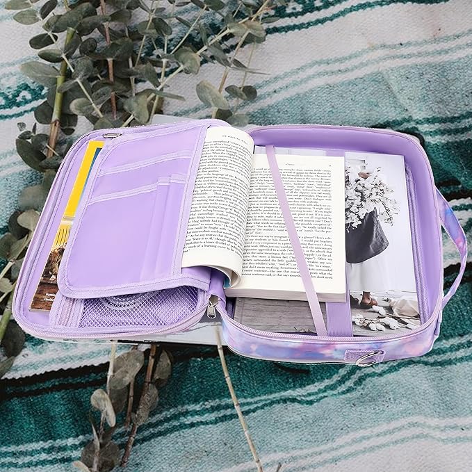 Jumpopack Bible Cover Case for Women Grils Bible Cover with Shoulder Strap Bible Case for Bible Study Accessories-Ideal Gift for Women and Girls（Purple）