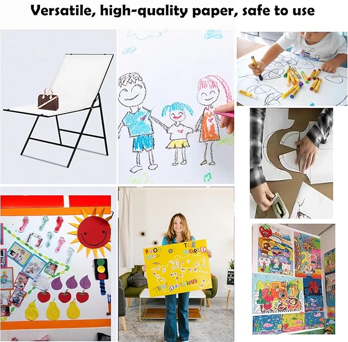 24”×36” Large Poster Board 30pcs White Poster Paper Poster Board Bulk suitable for DIY, Crafts, Signs Project Presentations, Drawing and School Supplies,250GSM Thickness Blank Posterboard