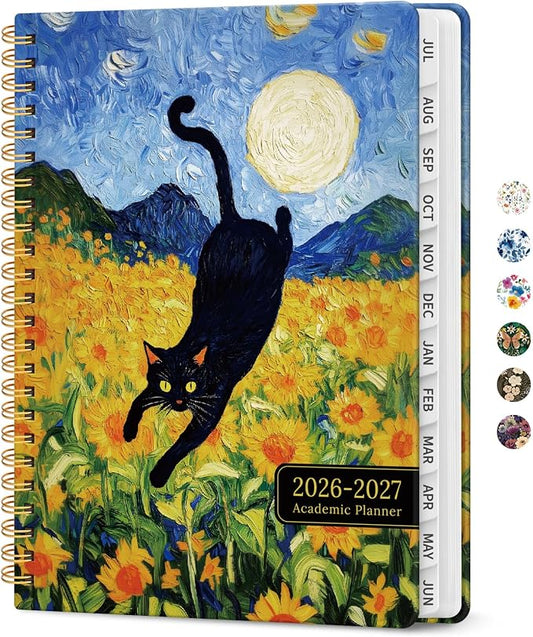 Planner 2026-2027, Academic Year Monthly and Weekly Calendar Planner, Jul 2026 - Jun 2027, Hardcover Teacher Student Planning Agenda book with Tabs, Perfect for School Office Supplies, 8.5" x 11" - Midnight Stroll