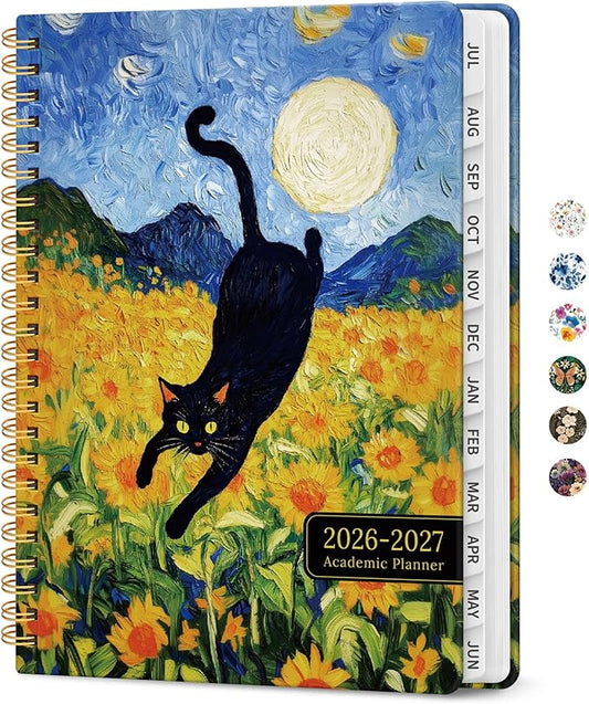 Planner 2026-2027, Academic Year Monthly and Weekly Calendar Planner, Jul 2026 - Jun 2027, Hardcover Teacher Student Planning Agenda book with Tabs, Perfect for School Office Supplies, 6.3" x 8.5" - Midnight Stroll