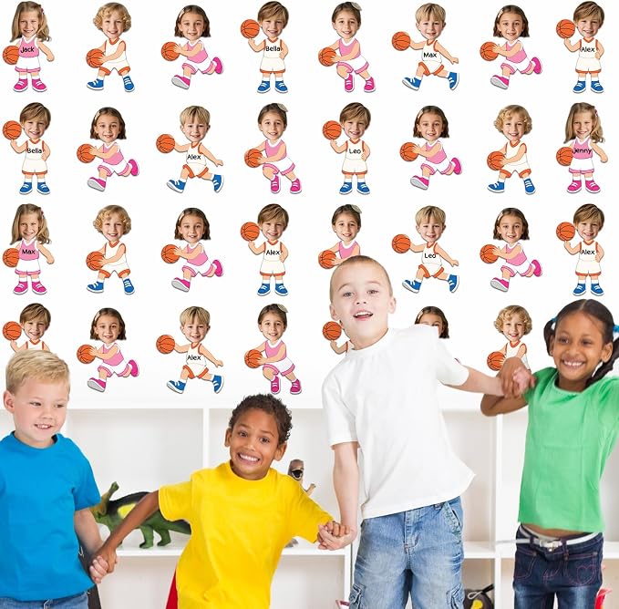 60Pcs Basketball Player Paper Cutouts Sport Bulletin Board Decor Basketball Players DIY Photo Craft Cutout Sports Theme Classroom Supplies for Fans Teacher Student School Chalkboard Wall Party Decor