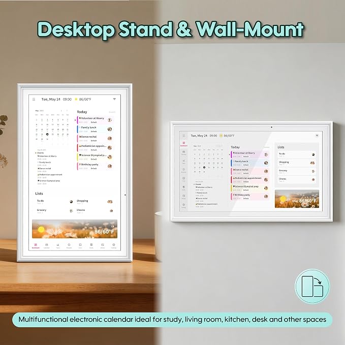 15.6 Inch Smart Digital Calendar, No Subscription Family Organizer with WiFi Sync for iCloud Google Outlook, Touch Screen Electronic Calendar, 1080P FHD Digital Photo Frame - by Aimuonos