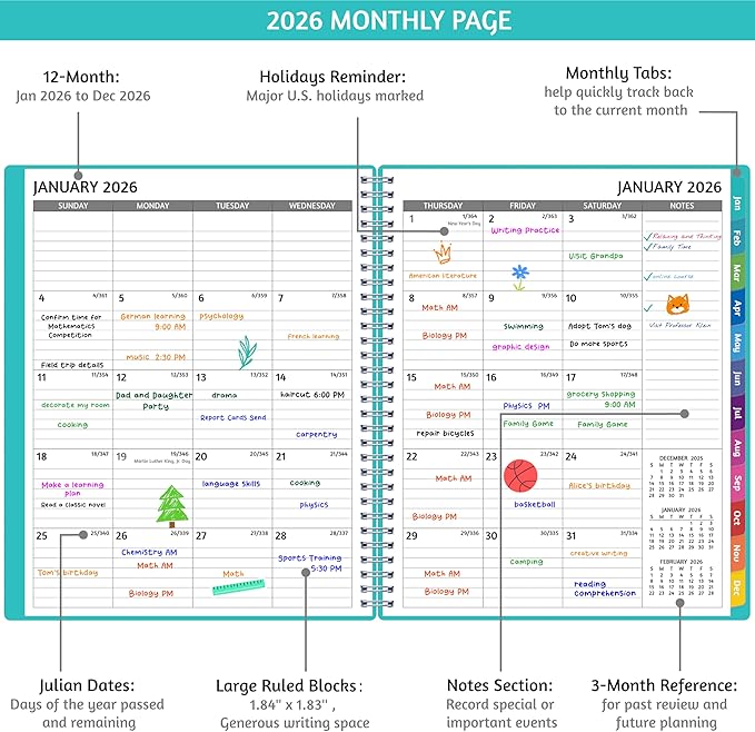 2026 Appointment Book - January - December 2026, Appointment Planner with Weekly ＆ Monthly Spread, 8.5'' x 10.5'', Large, 15 Minute Increments, 2026 Daily Planner with Pockets, Tabs, Soft Cover