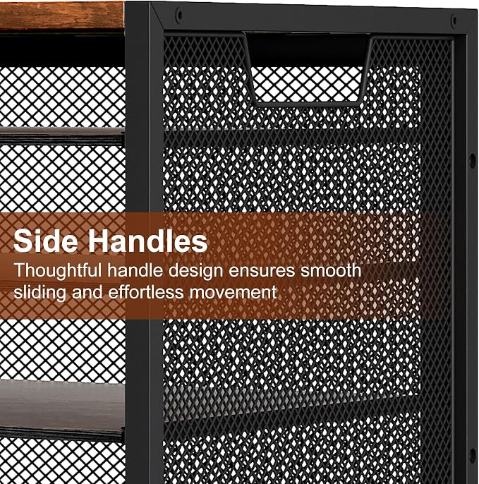 TQVAI 27 Compartments Desktop Literature Organizer, Metal Frame Paper Sorter with Handles, Heavy Duty Mailbox for Classroom and Office, Wood File Organizer for Document, Bill, Magazine, Antique Brown