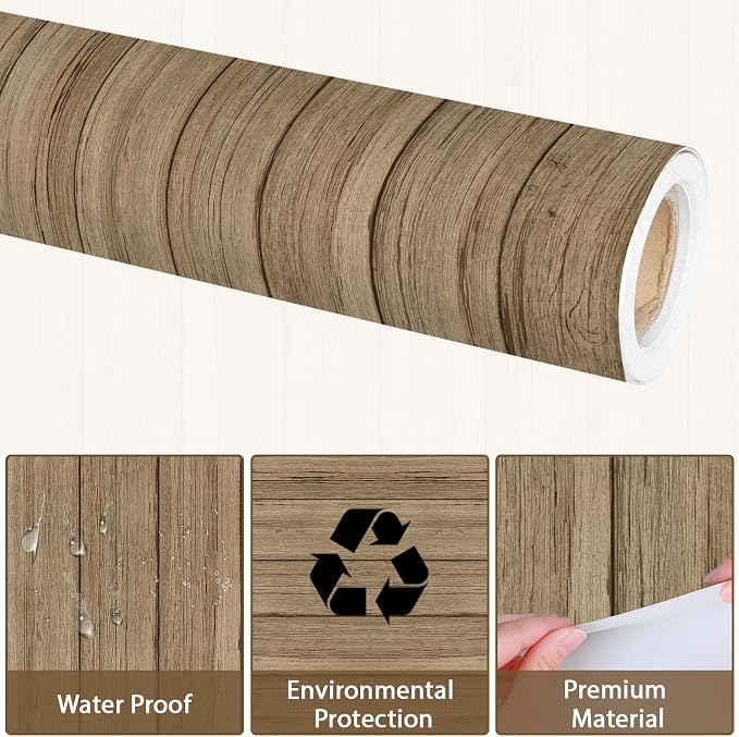 Qyeahkj Wood Grain Bulletin Board Paper Roll Rustic Bulletin Board Background Paper Wood Color Fade Resistant Classroom Decoration Poster Art Craft Home Wall Education Decor Supplies 17.7in x 20ft