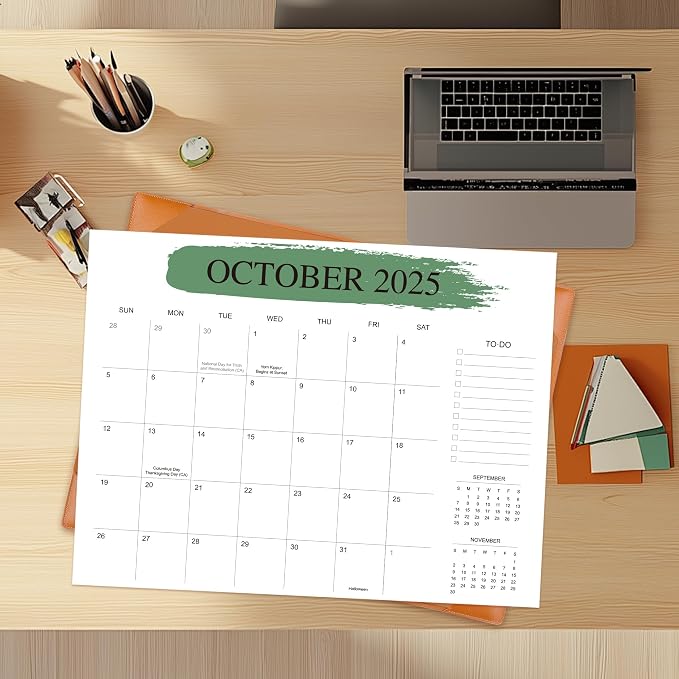 Desk Calendar 2026-2027 with Desktop Mat – 18-Month Desktop Calendar from Jan 2026 to Jun 2027, for Office, School & Home Use – Large Teacher Desk Calendar 22x17 (Brown)