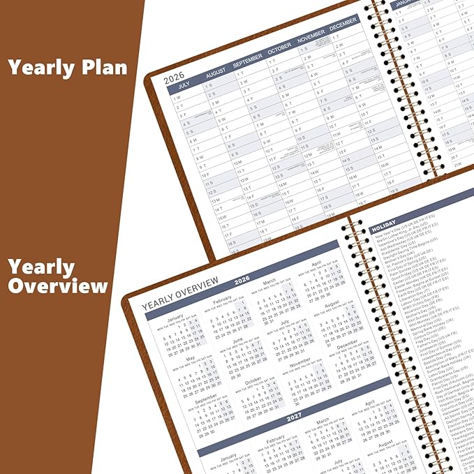 Appointment Book & Planner 2026-2027 - Large 2026-2027 Daily Hourly Planner, July 2026 - June 2027, 8.5" x 11", Appointment Book Plannerwith 15-Minute Interval + Thick Paper + Pocket - Brown