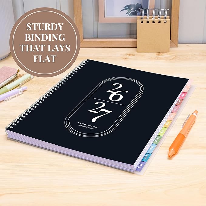 Rileys Academic Planner 2026-2027, Daily, Weekly & Monthly Planner, July 2026 - June 2027, Student Notes Pages, Twin-Wire Binding, Weekly Agenda for School & Work (8.5 x 11-Inches, Black)
