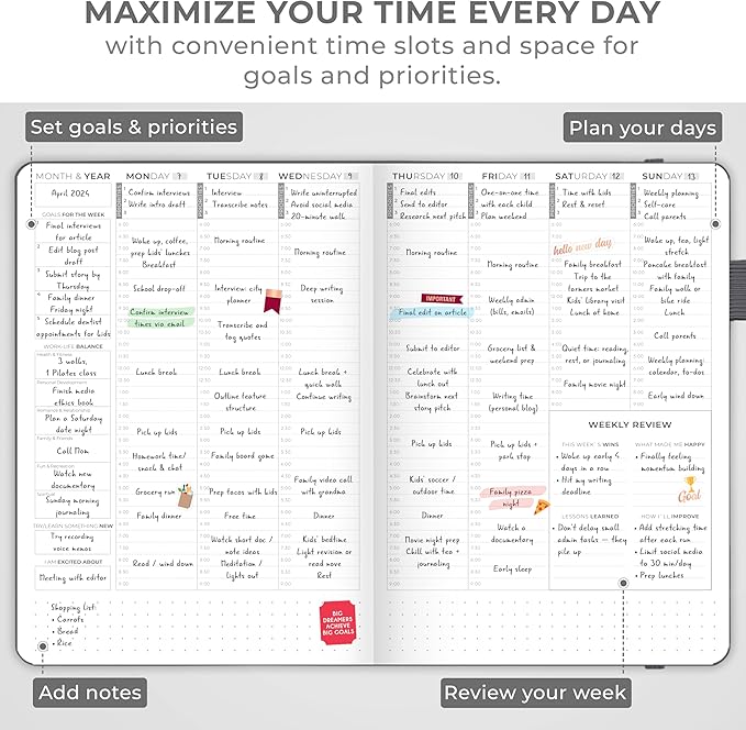Clever Fox Planner Schedule – Undated Weekly & Monthly Life Planner with Time Slots, Appointment Book & Daily Organizer, A5 (Mystic Grey)