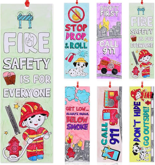 Dispowreath 60 Pcs Fire Safety Coloring Bookmarks Color Your Own Fire Prevention Blank Firefighter Bookmarks Safety Lessons Gifts for Teachers & Students Classroom Supply Prizes Party Favors