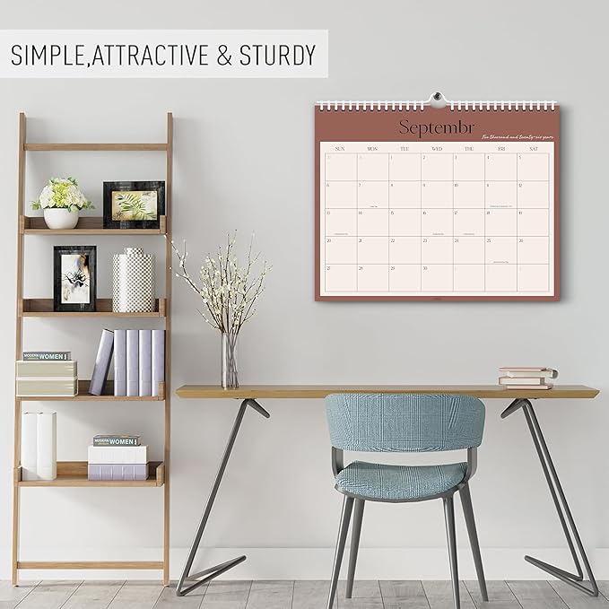 Aesthetic 2026 Wall Calendar - 12 Monthly Calendar from January 2026 to December 2026, 13.7" x 11", Modern Horizontal Wall Hanging Calendar for Organizing & Planning