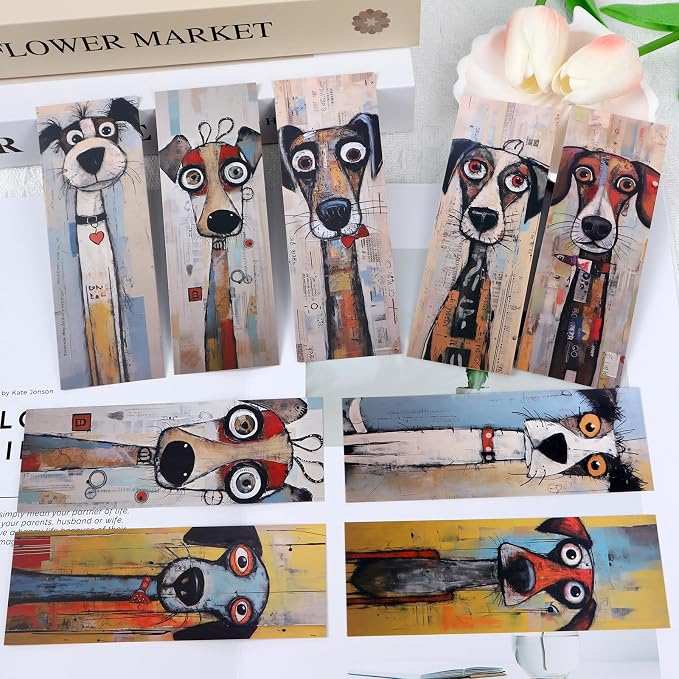 Wxiben Funny Dog Bookmarks Gifts - 120 Pcs Cartoon Puppy Dogs Bookmarks Paper Pet Book Marks Animal Page Marker Clip for Women Men Students Bookish Teacher Book Lovers Teens Reading Party Favor