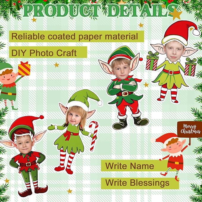 Gersoniel 72 Pcs Christmas Elf DIY Paper Cutouts Xmas Bulletin Board Decoration Christmas Cutouts Cartoon Decoration for Xmas Holiday Festival Party DIY Supplies Photo Crafts Home Decor