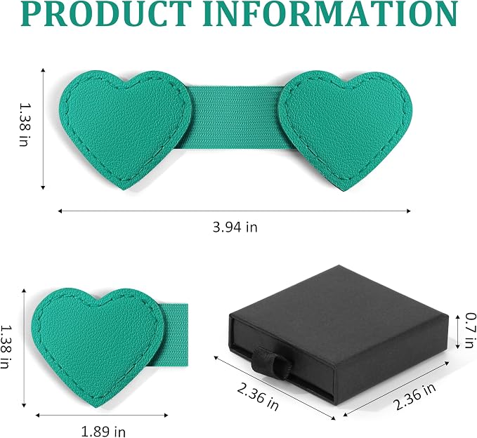 2Pcs Magnetic Leather Heart Bookmarks with Pen Holder, Cute Book Markers Clip with Gift Box, Reading Accessories for Book Lovers Women Teachers Students, Teal