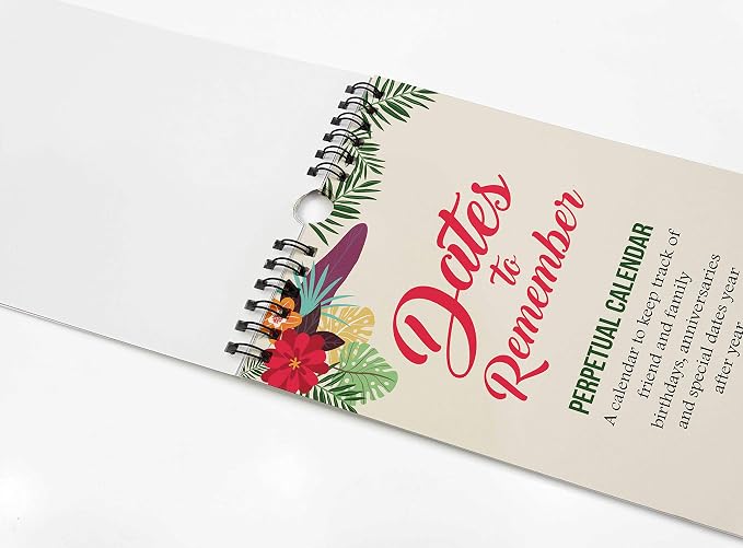 Flamingo & Floral Rustic Perpetual Calendar Birthday Wall Hanging Anniversary Special Event Reminder Calendar Book Journal Stationary Wall Hanging Birthday Gift Card Planner Organizer