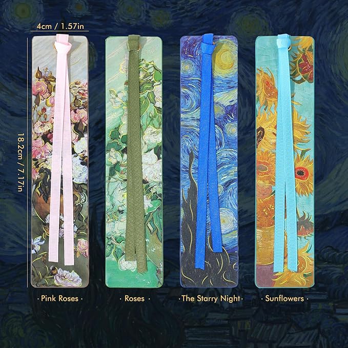 2Pcs Oil Painting Bookmarks for Women, Bookmarks Set for Book Lover, Book Marks for Reading, Vintage Book Marks for Kids Students Classroom Gift for Teacher Pink Roses & Roses