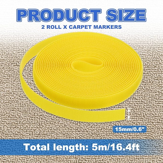 PATIKIL Carpet Marker Strips 0.6 Inch x 16.4 Ft, 2 Roll Floor Markers Nylon Strip Floor Marking Tape for Classroom Rug Teacher Supplies, Yellow