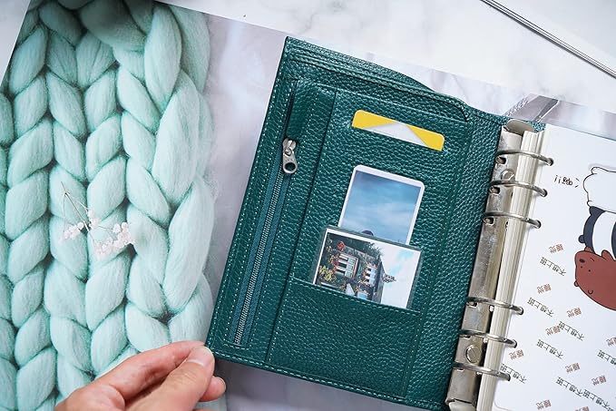 Moterm Personal Luxe Rings Planner - Genuine Leather Binder Organizer (30mm Ring, Pebbled-Deep Teal)