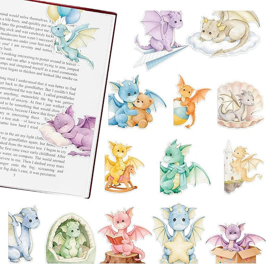 Dragon Magnetic Bookmarks Gifts - 15 Pcs Fantasy Cute Funny Bookmark for Women Kids Book Lovers Students Bookworms Birthday Graduation Gift Magnet Page Clips School Office Reading Accessories