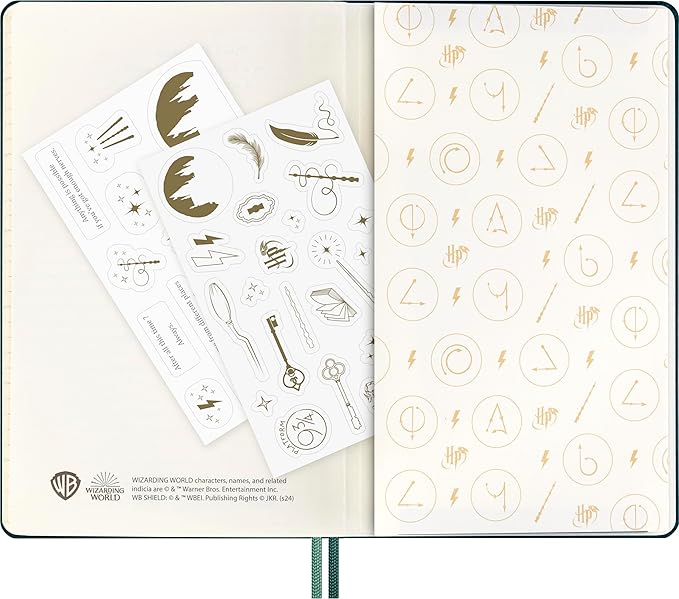 Moleskine Limited Edition Harry Potter 18 Month 2024-2025 Weekly Planner, Alohomora spell cover with glow in the dark special-effect, Hard Cover, Large (5" x 8.25"), Pine Green, 208 pages