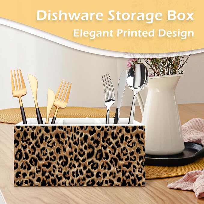 Leopard Print Pen Pencil Holder, Cheetah Print Gifts for Women, Leopard Desk Accessories, Cheetah Wooden Pen Pencil Organizer for Girls Bedroom Dorm Desk Decor
