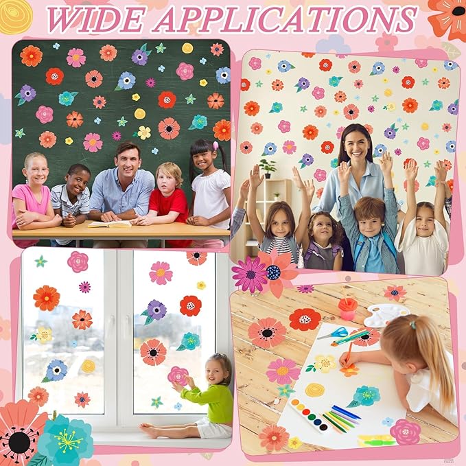 60Pcs Back to School Wildflowers Bulletin Board Decoration Wildflowers Classroom Decor Cutouts Set Preschool Floral Themed Card Teacher Students Supplies for Party School Classroom Walls Blackboard
