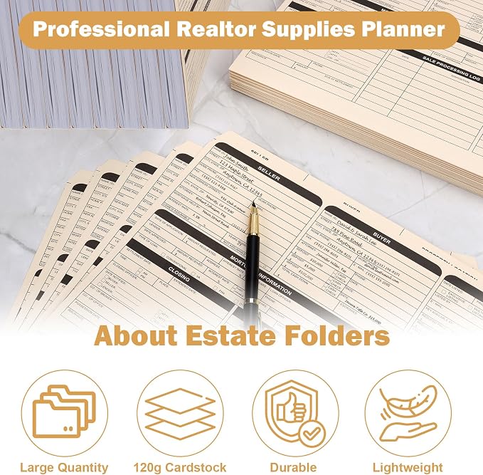 25 Sheets Legal Size Manila Real Estate Listing Folder Real Estate Transaction File Folders with Color-Coded Dots Right Panel List Estate Planning Document Folder Realtor Supplies for Organizing