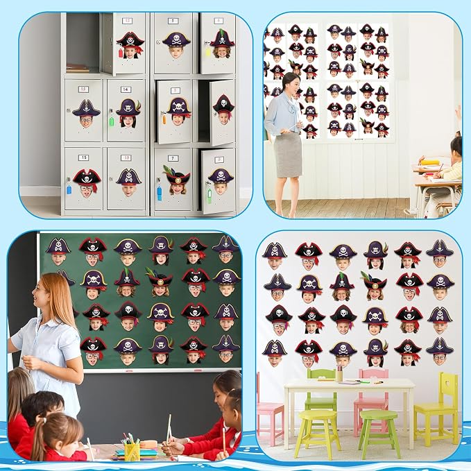 gisgfim 80Pcs Pirate Cutouts Adventure Decorations Bulletin Board Skull Hat Paper Cut-Outs Classroom Decor for Boy Girl DIY Craft Photo Wall Kindergarten Preschool Back to School Party Favor Supply