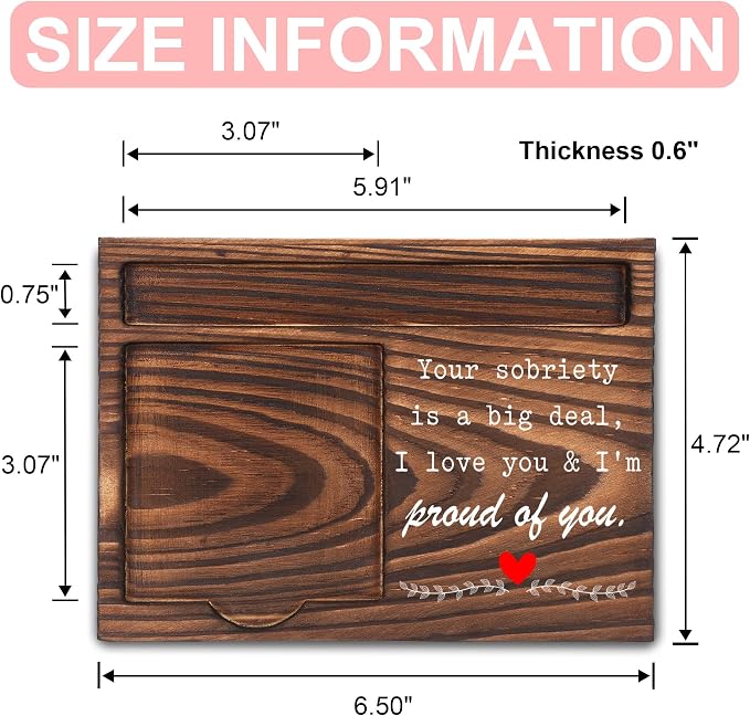 Sobriety Gifts, Encouraging Gifts, Recovery Gifts, Cancer Sentimental Gifts, Sticky Note Holder, Post-it Note Dispenser for Desk, Wooden Post-it Note & Pen Holder 6.5" x 4.7" - FTA114