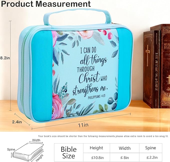 Faithful Hers Bible Covers for Women 2pcs Bible Case Set with Notebook Church Bag Bible Study Book Case with Handle Lightweight Nylon Carrying Bags Christmas Gift