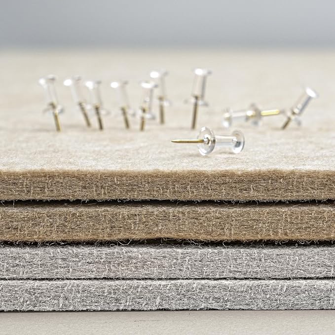Lightomorrow Bulletin Board, 36 x 24 Inches Felt Pin Board, Cork Alternative for Wall, 3' x 2' Foldable Self-Adhesive Vision Board with 20 Pushpins - Light Gray