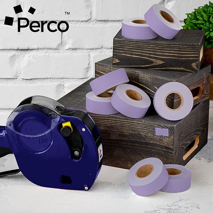 Perco 1 Line Lavender Labels - Case of 30 Sleeves, 240,000 Blank Pricing Labels for Perco Lite, X, Plus and Pro 1 Line Price and Date Guns
