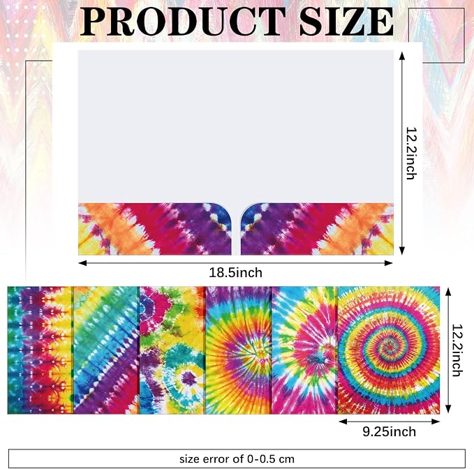 Outus 24 Pcs Tie Dye 2 Pocket Folders Letter Size Decorative File Folders Heavy Duty Office Supplies with 2 Pocket for Parent Teacher Communication Office, 12. 2 x 9. 3 Inch