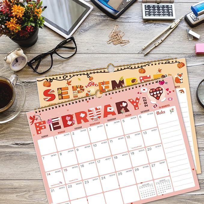 Lbylyhxc Calendar 2027 - 18 Monthly Wall Calendar 2026-2027 from July 2026 to December 2027, 14.8 x 11.5 Inches.Thick Paper includes major holidays and dedicated space for notes and important dates (Calendar 2026-2027 festivals)