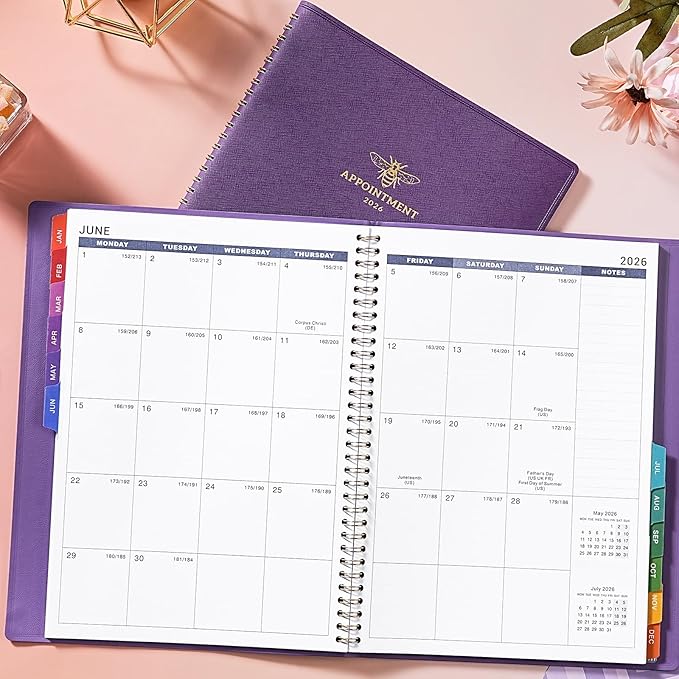 2026 Appointment Book - 30 Minutes-Hourly, Weekly ＆ Monthly Calendar Planner 2026, Jan. 2026 - Dec. 2026, 8.26" x 10.7", Daily/Hourly Planner, Schedule Planners, Spiral Binding, Purple