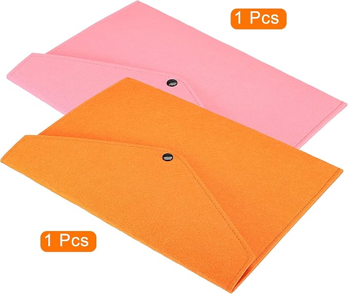 PATIKIL File Bag Felt Folder 2 Pack A4 Envelope Document Storage Pouch Organizer for Office Business, Orange Pink