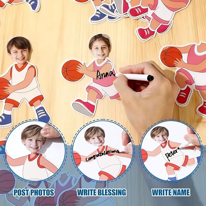 60Pcs Basketball Player Paper Cutouts Sport Bulletin Board Decor Basketball Players DIY Photo Craft Cutout Sports Theme Classroom Supplies for Fans Teacher Student School Chalkboard Wall Party Decor