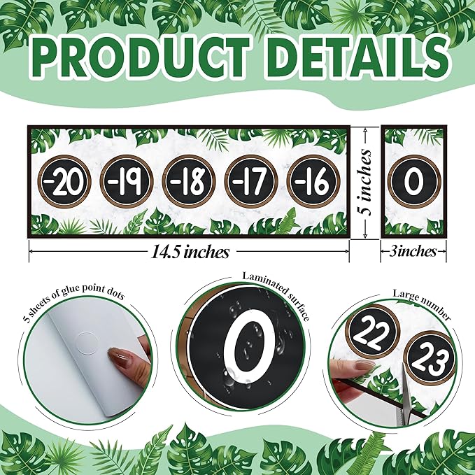 29 Pieces Number Line for Classroom Wall -20 to 120 Number Line Bulletin Board Border Simply Boho Classroom Decorations Math Posters for Teachers