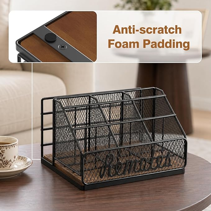 Remote Control Holder, 9-Slot TV Remote Holder for Table, Universal Farmhouse Remote Caddy Large Size Design for Living Room Bedroom Office, No Assembly Required