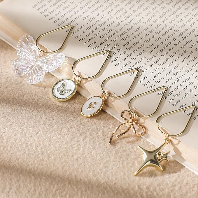Cute Butterfly Bookmark Gifts - 8 PCs Beautiful Flower Bow Aesthetic Metal Paper Clips Charm Book Marks for Reading Lovers Women Unique Page Marker for Girl Kids Students Teachers School