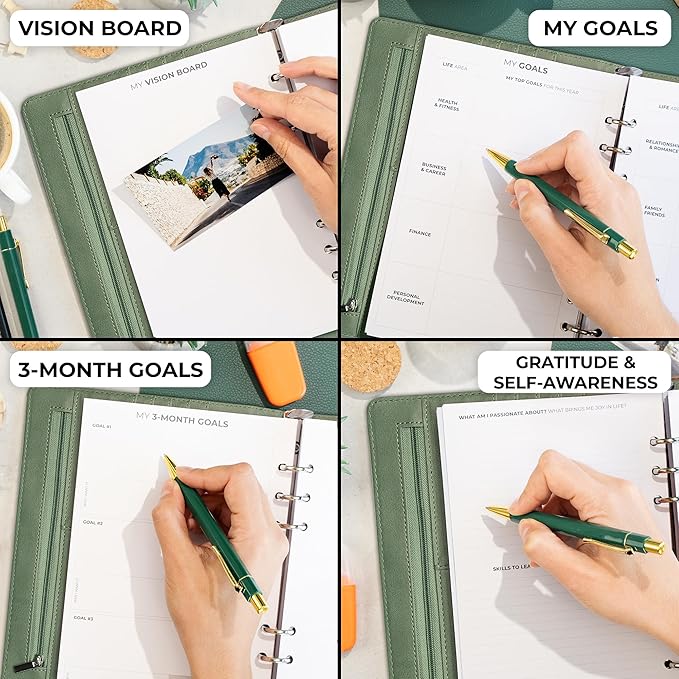 Clever Fox Weekly Planner Binder – Goal Setting Planner for Time Management & Weekly Tasks – Work & Life Organizer with To Do List & Habit Tracker – Undated, 7″ x 9″ Hardcover (Cypress)